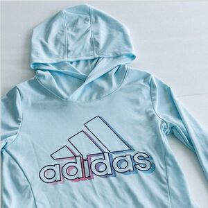 Girls Adidas Mint Green Logo Pink Lavender Blue Ruffle Hem Hooded Shirt Sz 6X